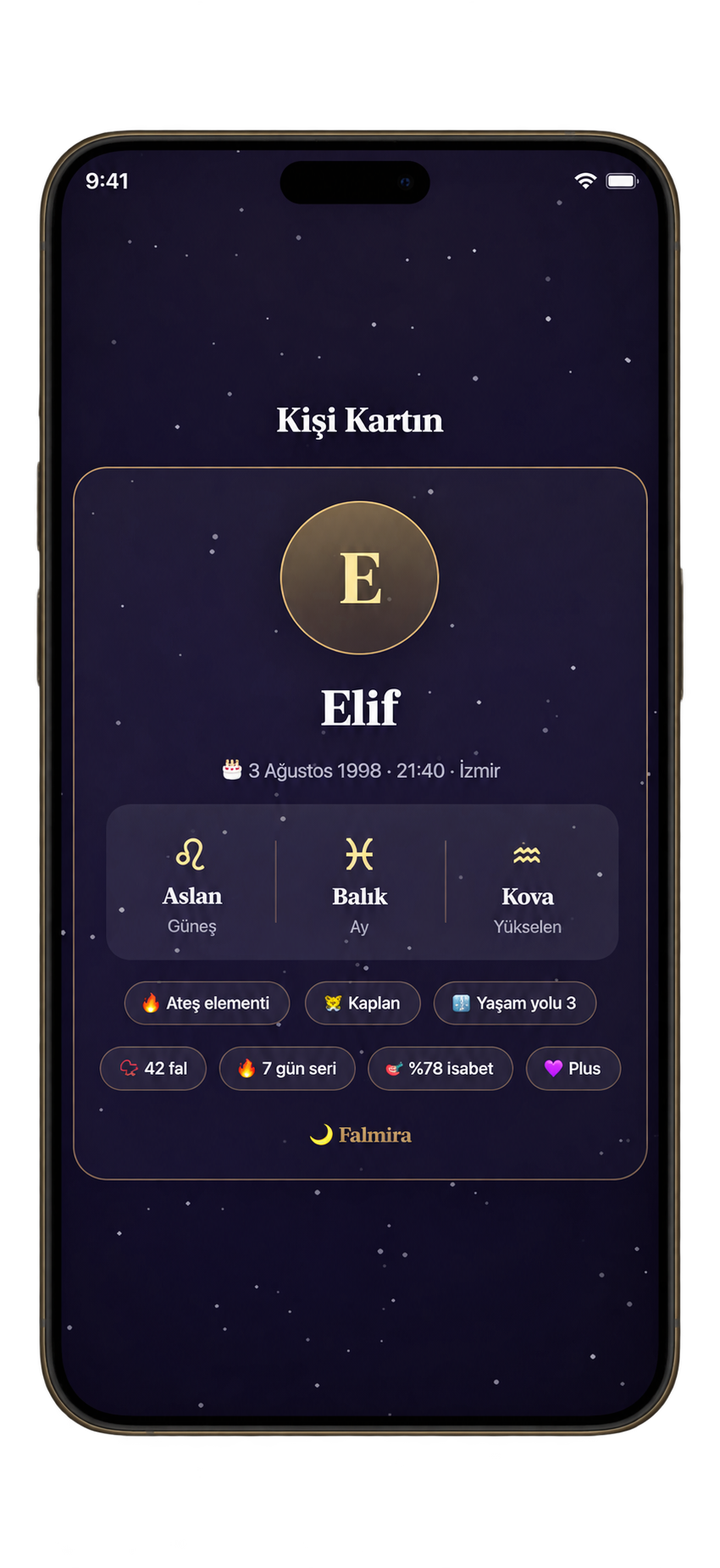 Falm astrolojik kişi kartı